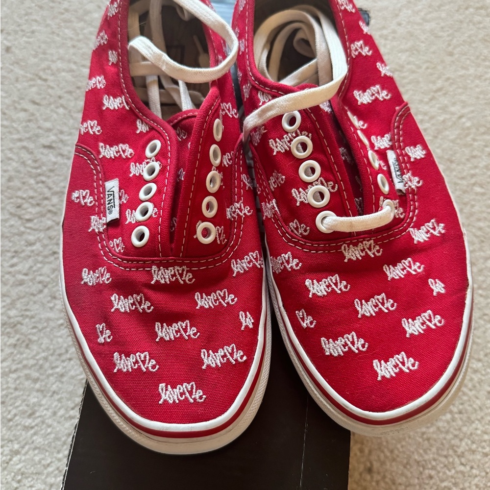 Vans Red and White Trendy Sneakers